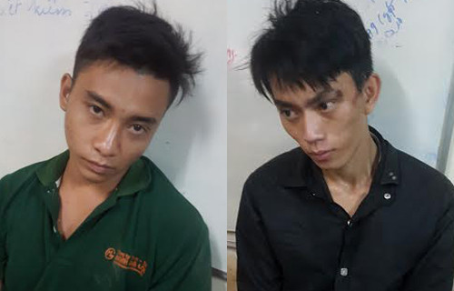 Hai tên cướp tại cơ quan điều tra. Ảnh: C.A