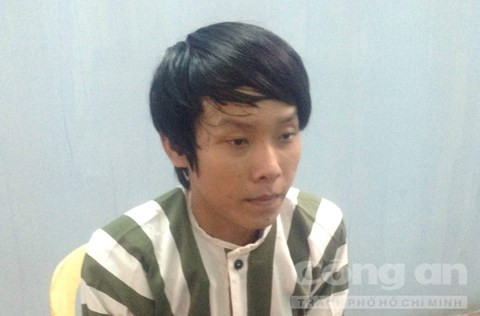 Đối tượng Lương Trọng Tấn tại cơ quan công an