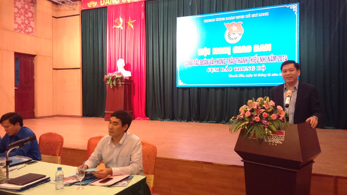 Anh Nguyễn Long Hải- Bí thư T.Ư Đoàn phát biểu tại hội nghị. Ảnh: Hoàng Lam.