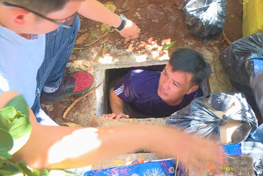 Hầm trú ẩn trong vườn nhà Luân