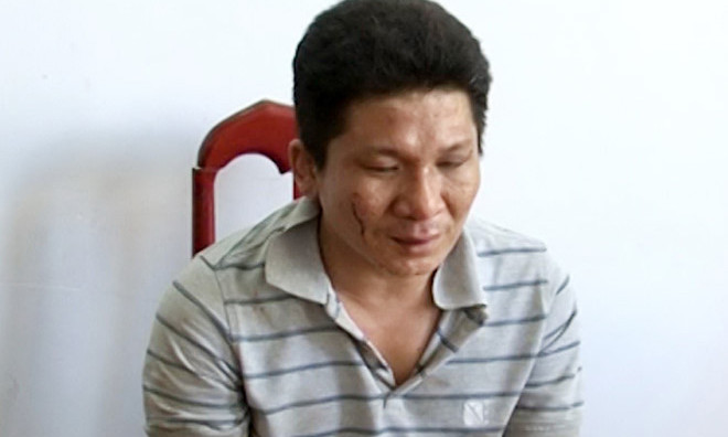 Tên cướp tại cơ quan điều tra. Ảnh công an cung cấp