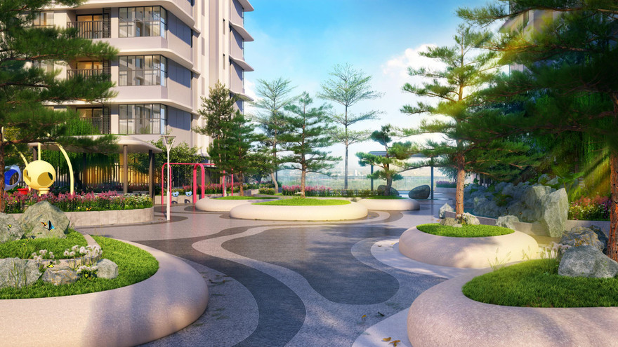 Không gian ngập tràn xây xanh.