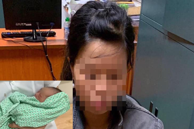 Chị T. cùng cháu bé bị bỏ rơi.