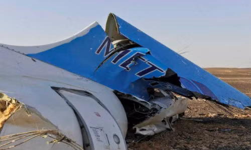 Một phần xác máy bay vẫn còn logo của công ty Metrojet.