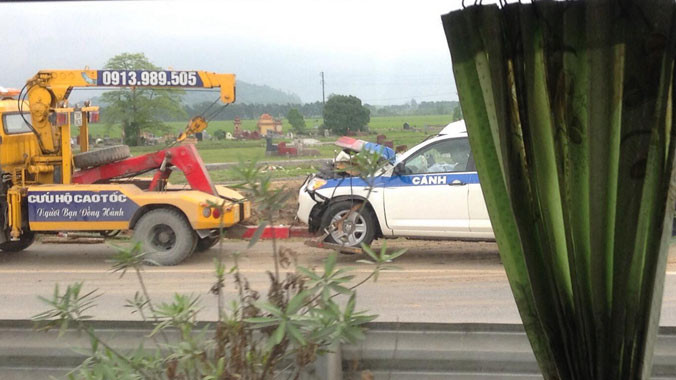 Chiếc xe CSGT gặp nạn 