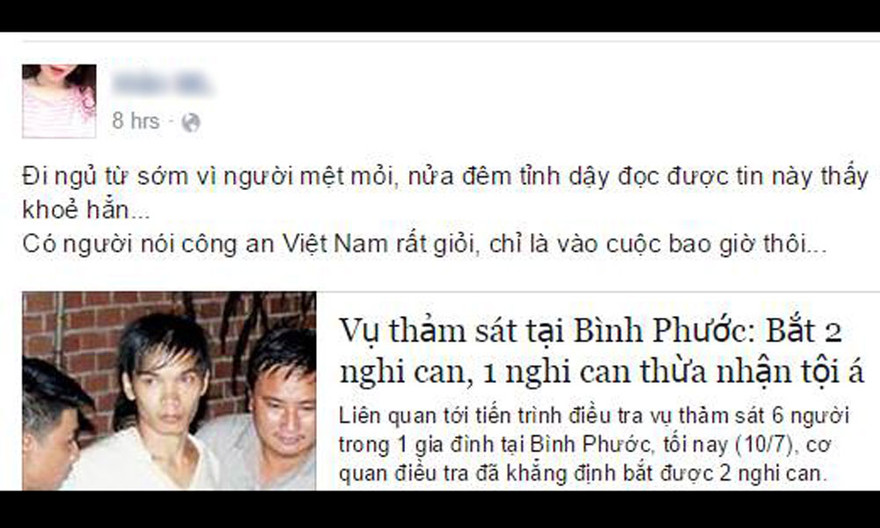 Thảm sát Bình Phước: Dân mạng ca ngợi cơ quan điều tra