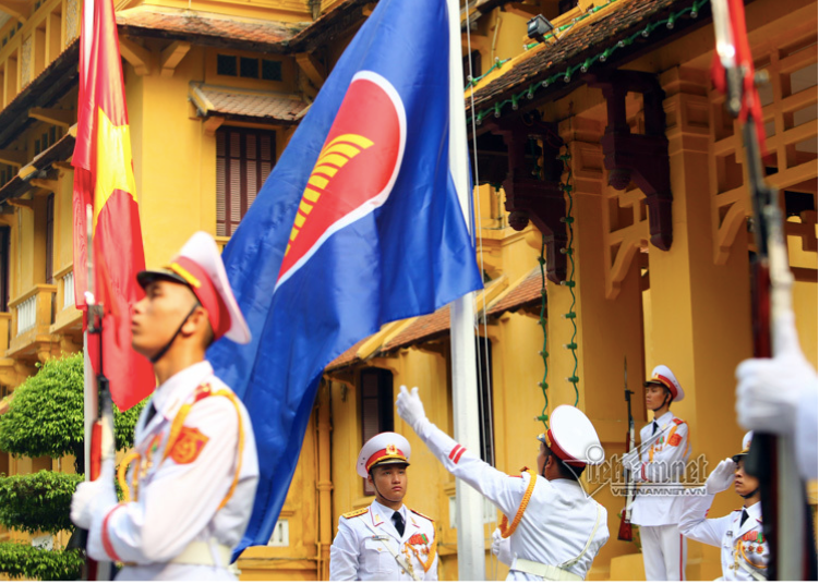 Hình ảnh lễ thượng cờ ASEAN năm 2020. (Ảnh: TP)