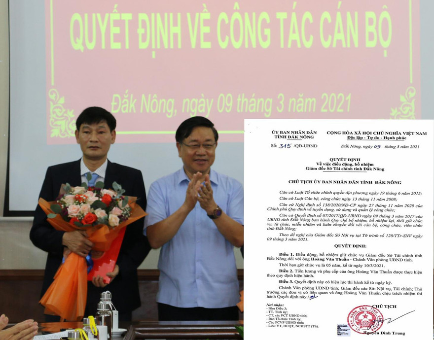 Buổi lễ công bố Chánh văn phòng UBND tỉnh sang làm GĐ Sở Tài chính hồi đầu tháng 3