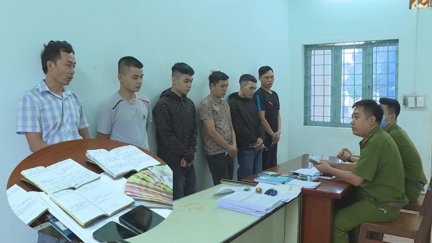 Nhóm đối tượng tại cơ quan điều tra và tang vật cho vay nặng lãi