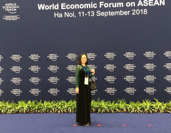 Doanh nhân Nguyễn Thị Anh Đào tham dự Hội nghị Thượng đỉnh Kinh doanh Việt Nam 2018. (Ảnh: DNVN/Minh Hoa) 