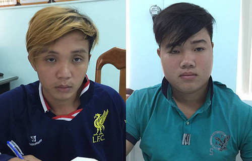 Lĩnh và Tâm tại cơ quan điều tra. Ảnh: Công an cung cấp