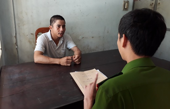 Đối tượng Huy tại cơ quan điều tra