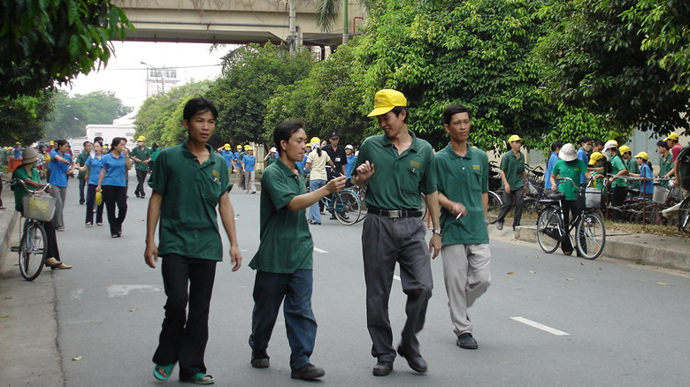  Công nhân đã đi làm trở lại bình thường tại các khu công nghiệp ở Bình Dương. ảnh: L.N