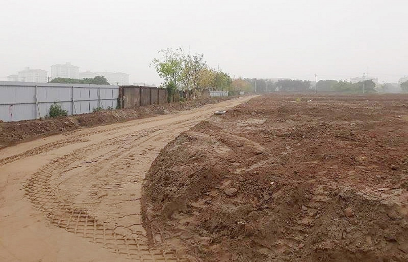 Dự án đang thi công hạ tầng những ngày đầu tháng 4/2020. Ảnh: BXD