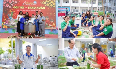 TP.HCM: Các trường học “gọi Xuân về” qua hội thi gói bánh chưng
