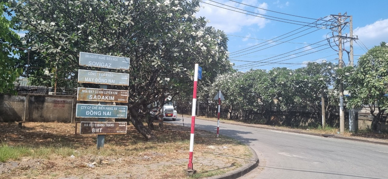 Biển chỉ dẫn đường đến các nhà máy trong KCN Biên Hòa 1.