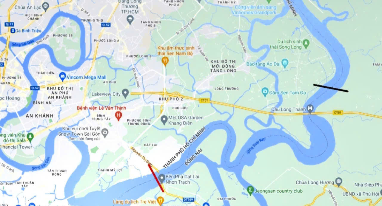 Sơ đồ hướng tuyến dự án cầu Cát Lái Sơ đồ hướng tuyến dự án cầu Cát Lái