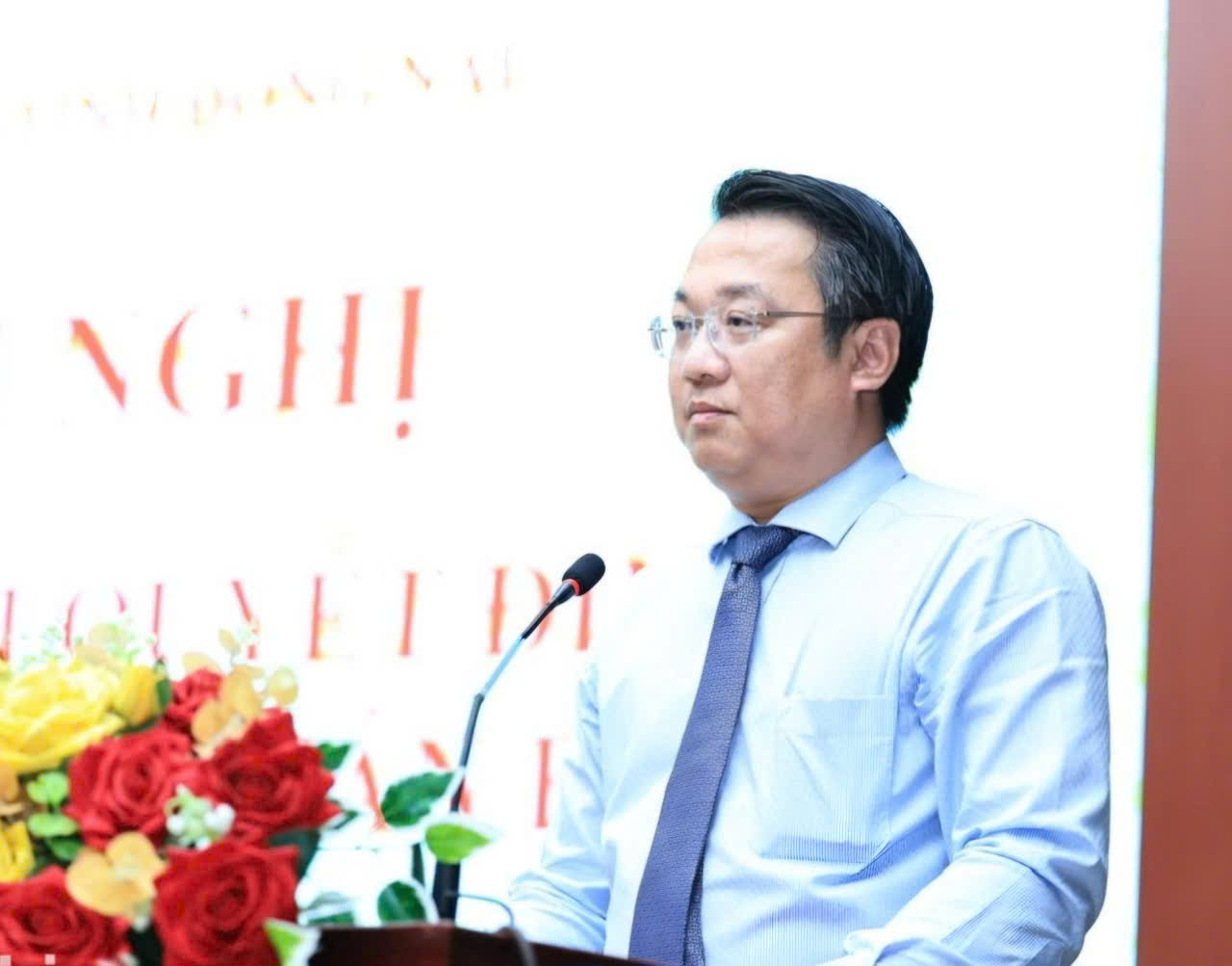 Ông Đỗ Khôi Nguyên Bí thư Huyện ủy Cẩm Mỹ phát biểu nhận nhiệm vụ