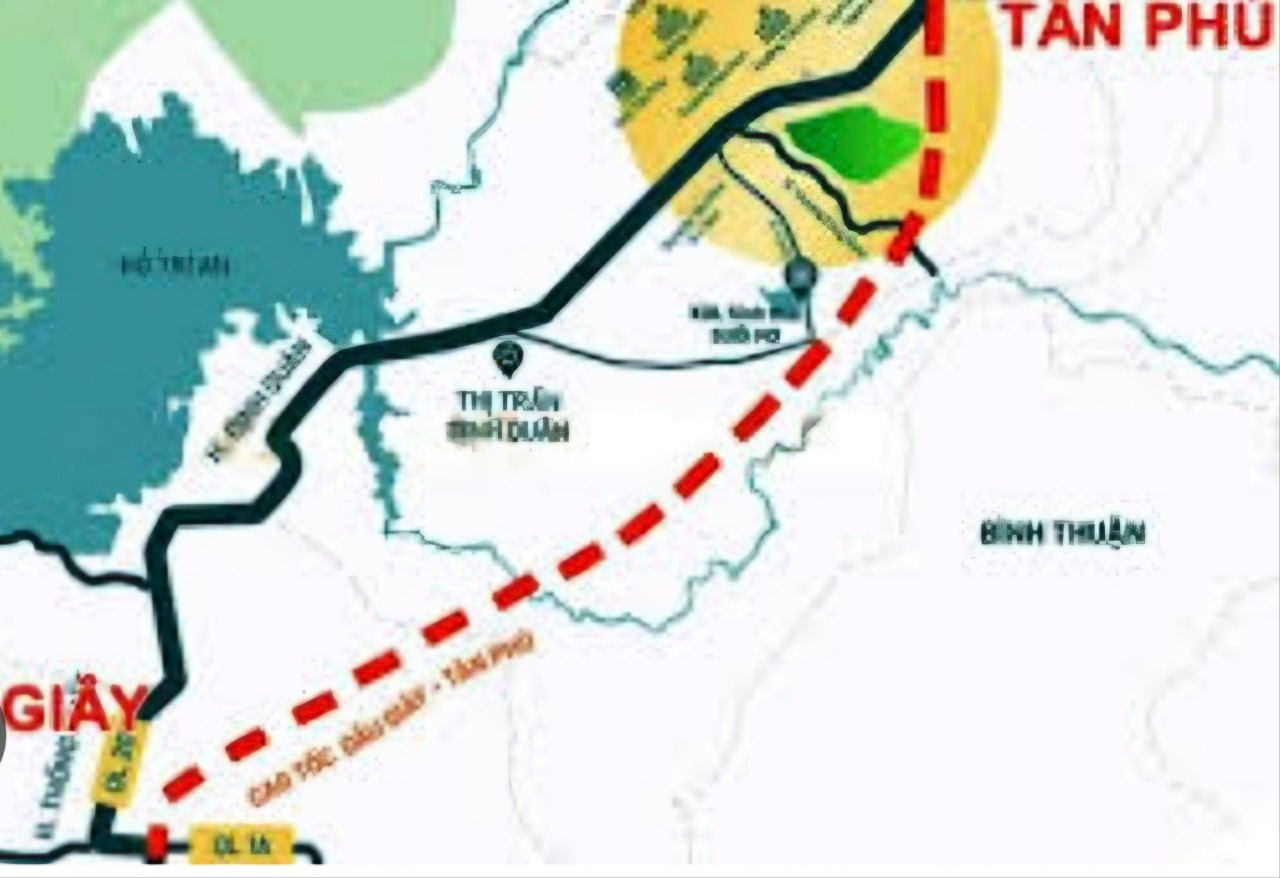 Sơ đồ hướng tuyến cao tốc Dầu Giây - Tân Phú