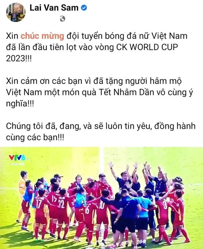Nhà báo Lại Văn Sâm chia sẻ cảm xúc tự hào trước chiến thắng lịch sử của bóng đá nữ Việt Nam. Nhà báo Lại Văn Sâm chia sẻ cảm xúc tự hào trước chiến thắng lịch sử của bóng đá nữ Việt Nam.