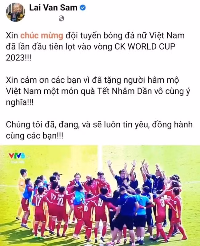 Nhà báo Lại Văn Sâm chia sẻ cảm xúc tự hào trước chiến thắng lịch sử của bóng đá nữ Việt Nam.