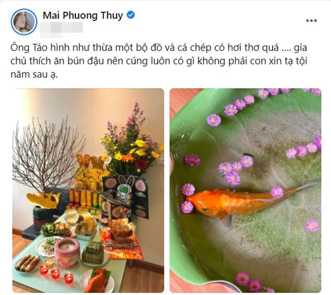 Mai Phương Thúy đã thả thêm hoa vào chậu cá chép vàng để hình ảnh thơ mộng hơn.