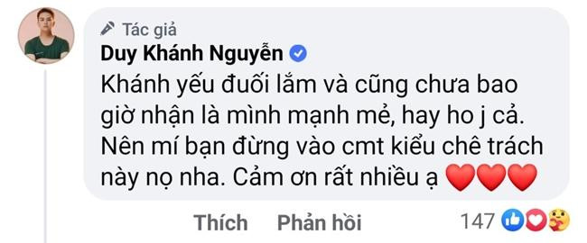 Duy Khánh tự nhận bản thân yếu đuối sau khi phải nhận nhiều "gạch đá" vì phần thể hiện trong chương trình "Sao Nhập Ngũ". Duy Khánh tự nhận bản thân yếu đuối sau khi phải nhận nhiều "gạch đá" vì phần thể hiện trong chương trình "Sao Nhập Ngũ".