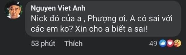 NSND Việt Anh đã vào hẳn trang cá nhân của Cát Phượng để khẳng định tài khoản mà cô nghi ngờ giả mạo là của mình. - Ảnh: FB Nhân vật.
