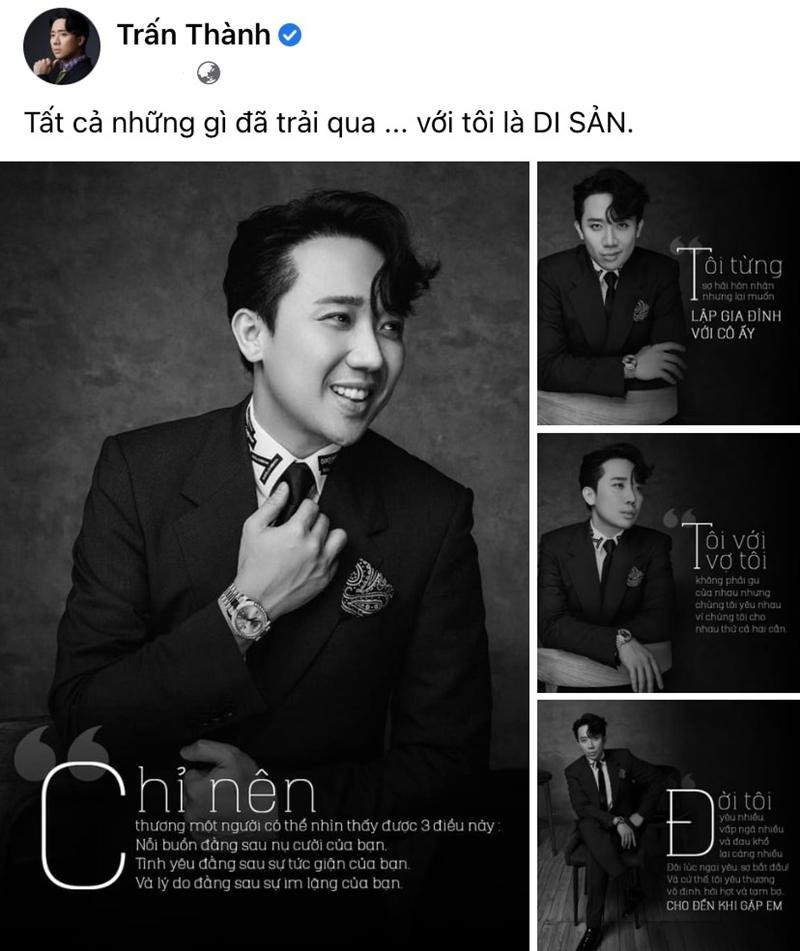 Bài đăng khiến tin đồn ly hôn của Trấn Thành xuất hiện khắp các mạng xã hội. - Ảnh: FBNV.