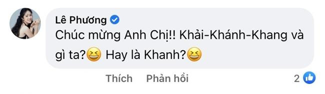 Lê Phương đoán con thứ hai của Lê Khánh tên là Khanh nhưng đáp án cuối cùng phải chờ chính chủ lên tiếng. - Ảnh: FBNV. Lê Phương đoán con thứ hai của Lê Khánh tên là Khanh nhưng đáp án cuối cùng phải chờ chính chủ lên tiếng. - Ảnh: FBNV.