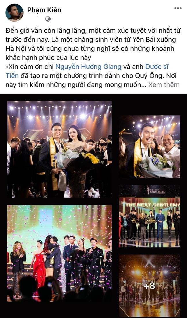 Phạm Kiên chia sẻ lại những hình ảnh của bản thân tại đêm Chung kết. - Ảnh: FBNV Phạm Kiên chia sẻ lại những hình ảnh của bản thân tại đêm Chung kết. - Ảnh: FBNV