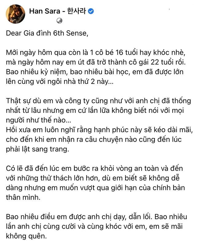 Han Sara tiết lộ chuyện rời đi... Han Sara tiết lộ chuyện rời đi...