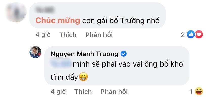 Mạnh Trường vui vẻ tương tác dưới bài viết mừng sinh nhật con gái cưng. Mạnh Trường vui vẻ tương tác dưới bài viết mừng sinh nhật con gái cưng.