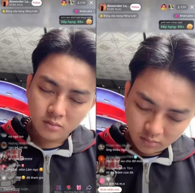 Hoài Lâm liên tục nói chuyện khó hiểu và ngủ gật khi livestream.
