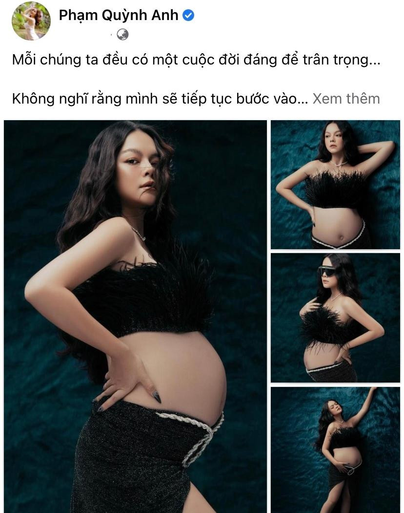 Bộ ảnh những ngày cuối thai kỳ của Phạm Quỳnh Anh hiện đang nhận về nhiều tương tác ở trên trang cá nhân của cô lẫn các trang cộng đồng. - Ảnh: FBNV.