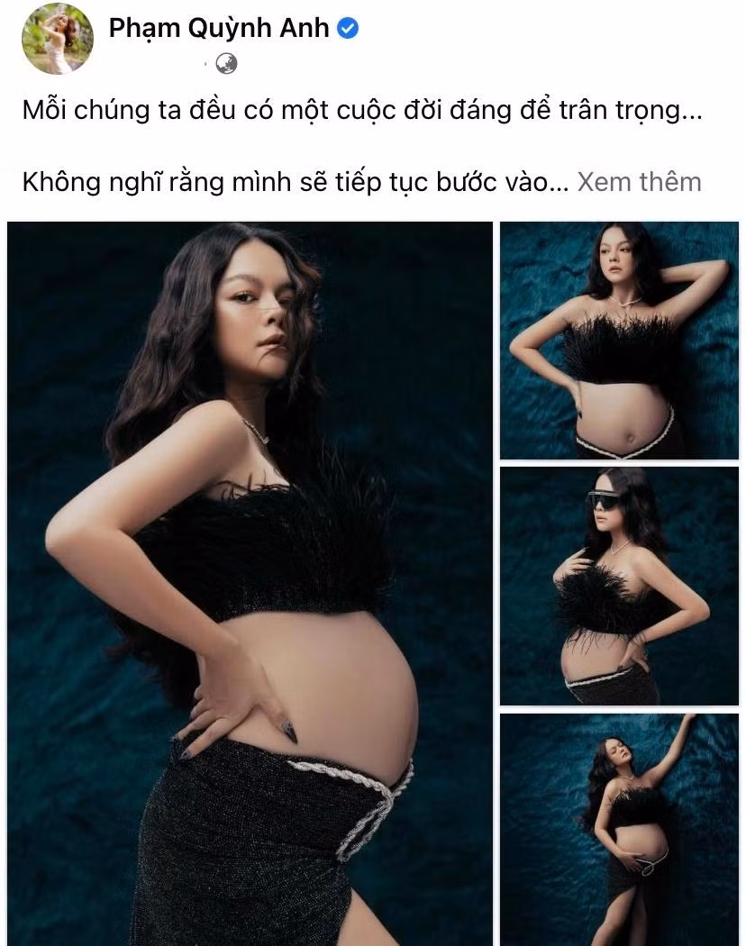 Bộ ảnh những ngày cuối thai kỳ của Phạm Quỳnh Anh hiện đang nhận về nhiều tương tác ở trên trang cá nhân của cô lẫn các trang cộng đồng. - Ảnh: FBNV.