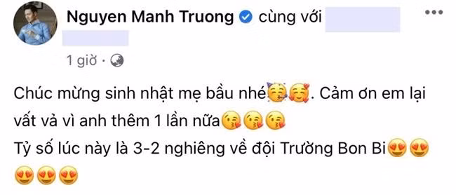 Mạnh Trường bật mí gia đình sắp có thêm thành viên mới. - Ảnh: FBNV.