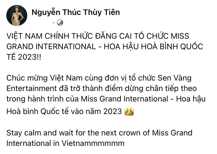 Các bài đăng chia sẻ sự mong đợi và hào hứng của các nhan sắc Việt khi Miss Grand International trở lại Việt Nam sau 6 năm.