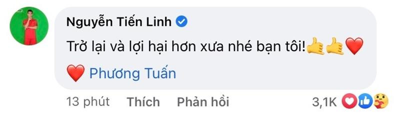 Bình luận chúc mừng Jack của Tiến Linh cũng thu về lượt tương tác lớn. - Ảnh: FBNV. Bình luận chúc mừng Jack của Tiến Linh cũng thu về lượt tương tác lớn. - Ảnh: FBNV.