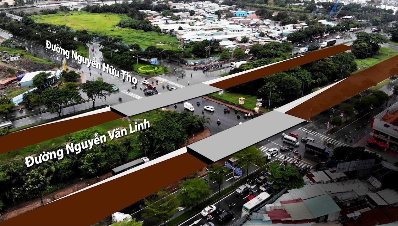 Phối cảnh 2 hầm chui ở ngã 4 Nguyễn Văn Linh – Nguyễn Hữu Thọ