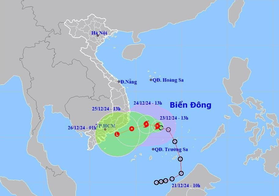 Bão số 10 hình thành trên Biển Đông. Ảnh: Trung tâm Dự báo Khí tượng Thủy văn quốc gia