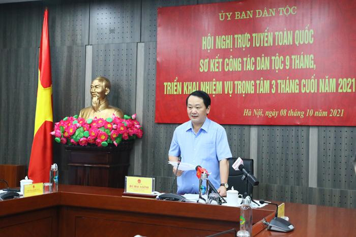 Bộ trưởng, Chủ nhiệm Ủy ban Dân tộc Hầu A Lềnh phát biểu chỉ đạo tại Hội nghị Bộ trưởng, Chủ nhiệm Ủy ban Dân tộc Hầu A Lềnh phát biểu chỉ đạo tại Hội nghị