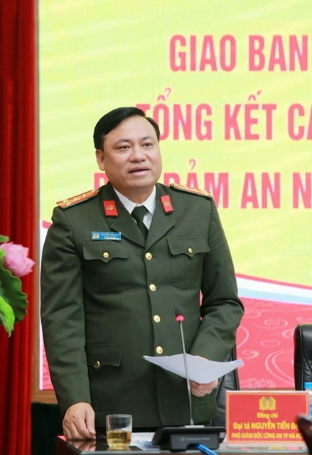 Đại tá Nguyễn Tiến Đạt - Phó Giám đốc CATP phát biểu chỉ đạo tại hội nghị