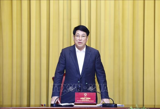 Chủ tịch nước Lương Cường phát biểu chỉ đạo. Ảnh: Lâm Khánh/TTXVN Chủ tịch nước Lương Cường phát biểu chỉ đạo. Ảnh: Lâm Khánh/TTXVN