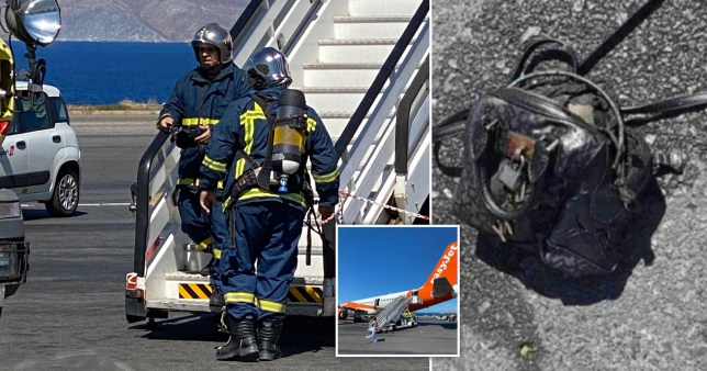 Lửa và khói bốc lên từ chiếc túi của 1 nữ hành khách.