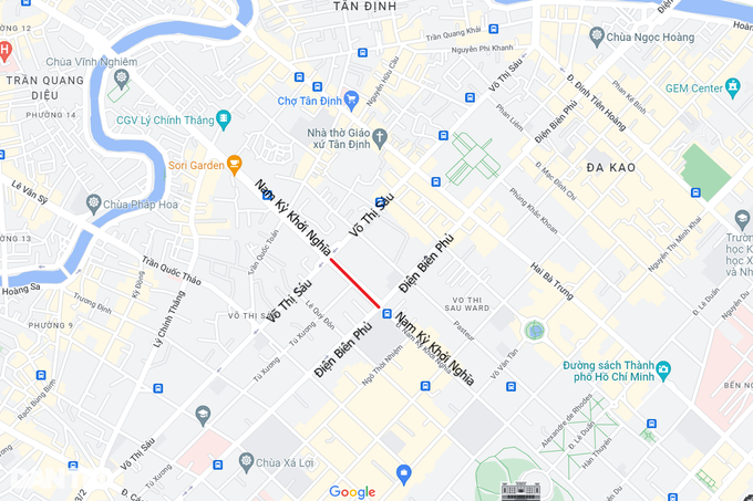 Đoạn đường Nam Kỳ Khởi Nghĩa (quận 3, TPHCM) cấm sơ mi rơ moóc lưu thông từ ngày 5/11 (Ảnh: Google Maps). Đoạn đường Nam Kỳ Khởi Nghĩa (quận 3, TPHCM) cấm sơ mi rơ moóc lưu thông từ ngày 5/11 (Ảnh: Google Maps).