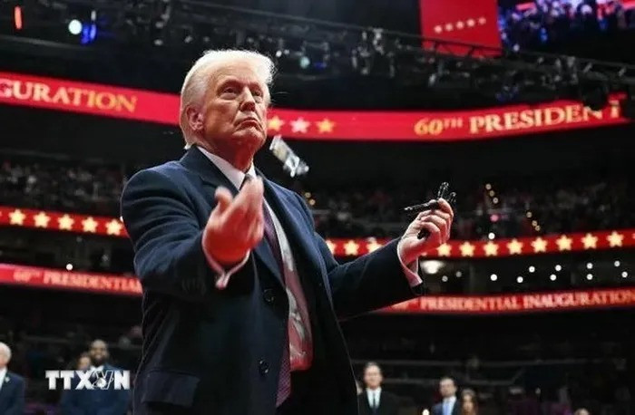 Tân Tổng thống Mỹ Donald Trump tại lễ nhậm chức ở Washington, DC ngày 20/1/2025. (Ảnh: Getty Images/TTXVN)