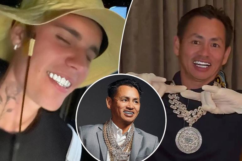 Mới đây, Johnny Đặng vừa thực hiện "nụ cười kim cương" cho nam ca sĩ Justin Bieber (Ảnh: Page Six).