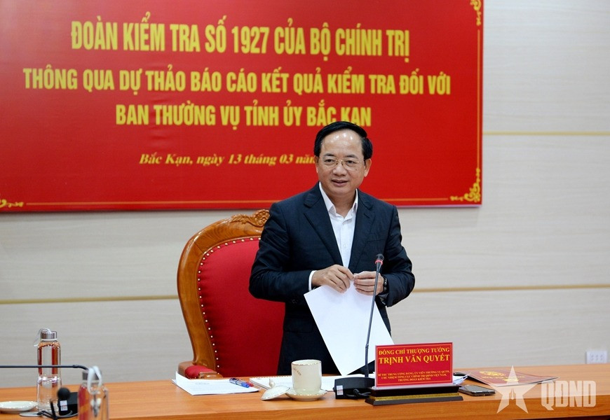 Đồng chí Thượng tướng Trịnh Văn Quyết phát biểu tại hội nghị.