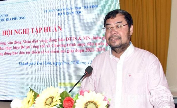 Đồng chí Tào Việt Thắng phát biểu tại buổi tập huấn. Ảnh: Báo Trà Vinh